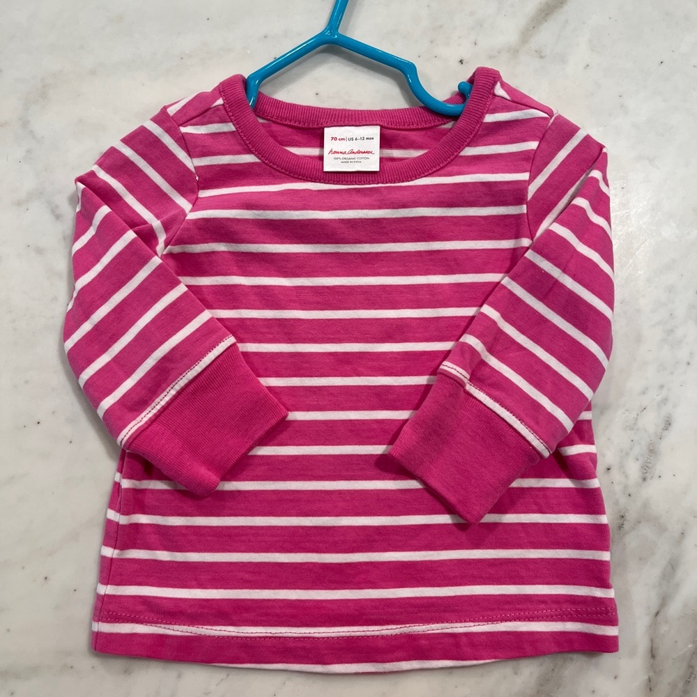 Hanna Andersson 6-12 months long sleeve striped shirt EUC
